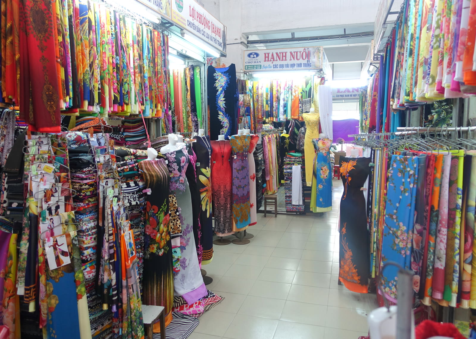 Bolts of fabric on the upper floor of Han Market in Da Nang