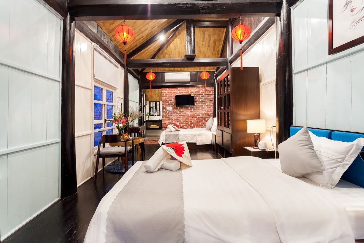 An Bang Stilt House Villa room interior in An Bang Beach